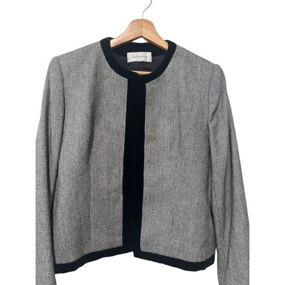 Vintage Evan Picone Wool Velvet Velour Boxy Blazer Skirt Set Size 10 Structured - Picture 1 of 16